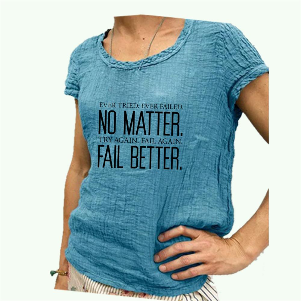 

Женская модная хлопковая льняная футболка с круглым воротом и коротким рукавом, весенне-летняя блузка с принтом XXXXL озеро синий