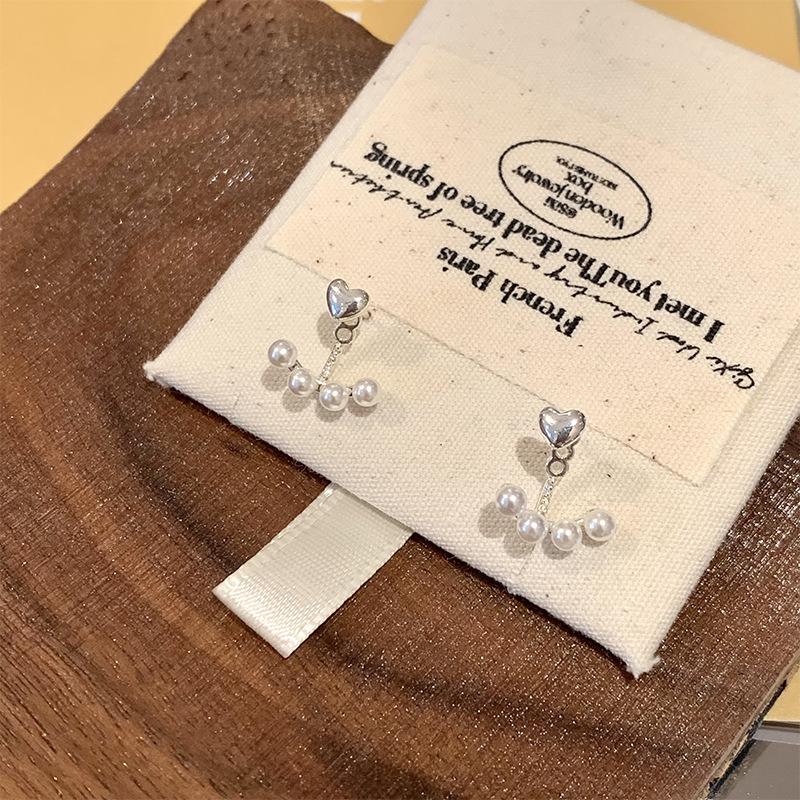Elegant Two-Way Heart Pearl Stud Earrings - Exquisite High-Grade Fashion for Ladies