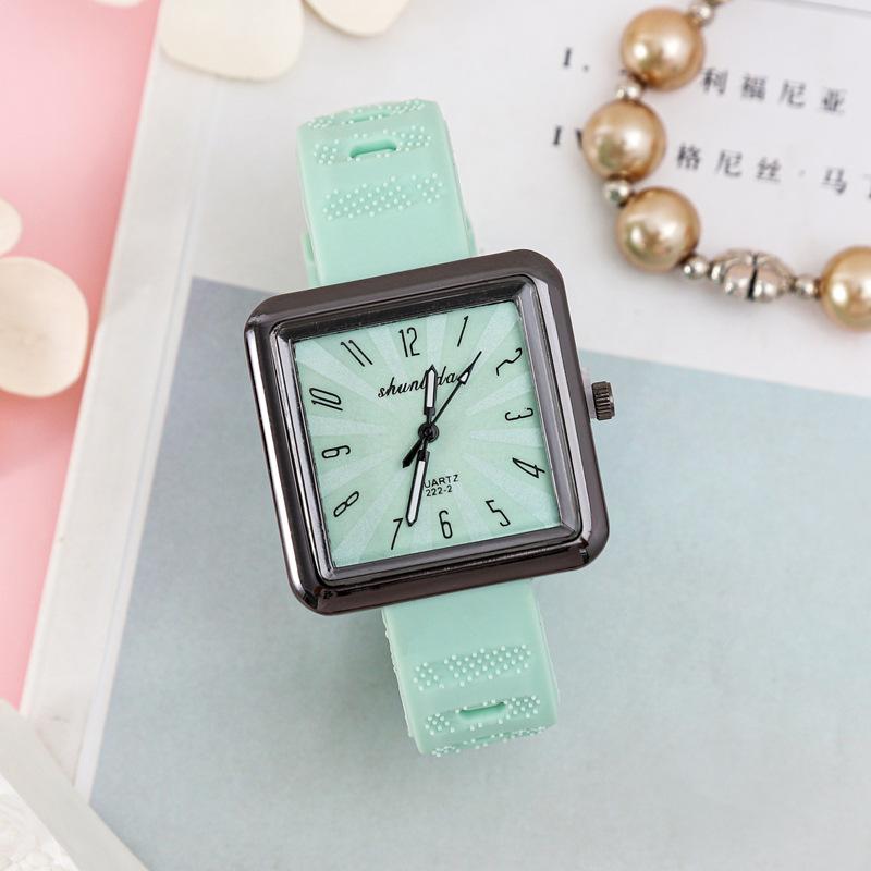 Dopamin Digital Damen Armbanduhr Quadratisch Silikonarmband Quarz Uhr Weiblich College Stil Freizeit Studenten Uhr