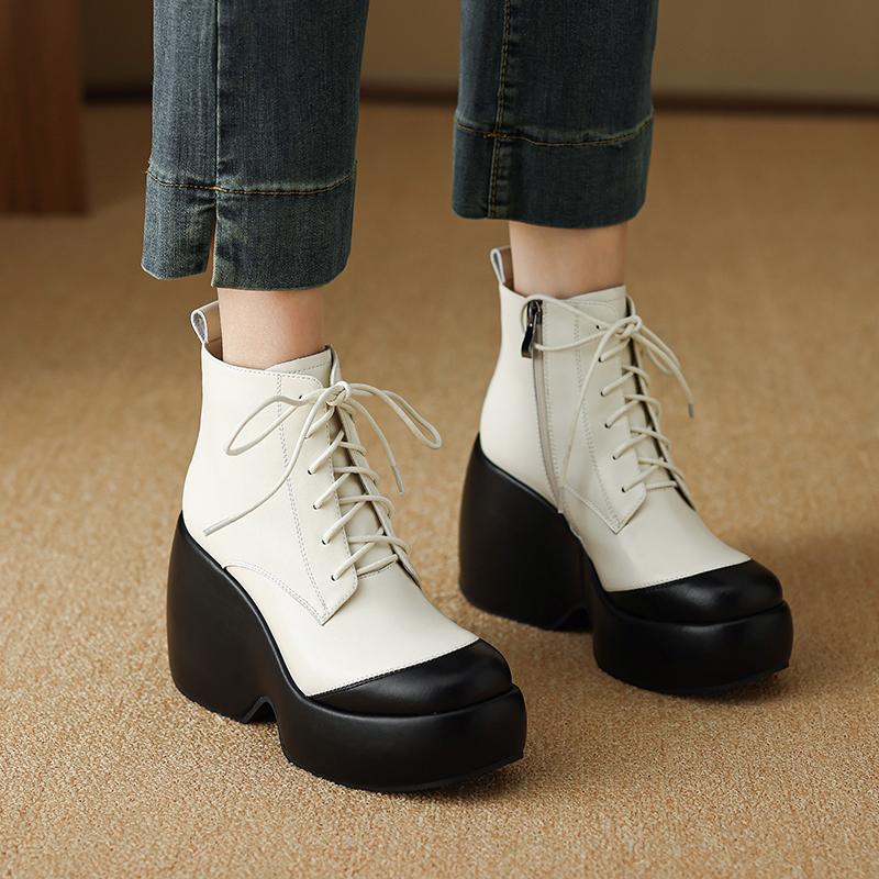 Fashion 2025 NEW Autumn Women Boots Women Shoes Round Toe Chunky Heel Boots for Women Motorcycle Platform Boots high heels