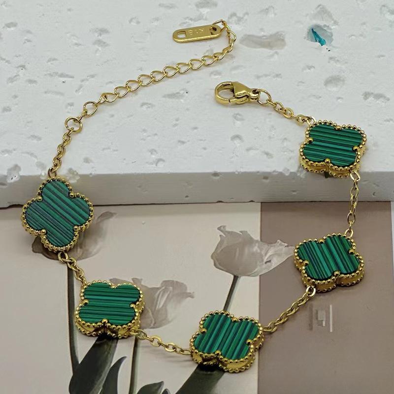 New Shiny Four-leaf Clover Bracelet Five-flower Fashion Sense Hand Jewelry Simple Jewelry