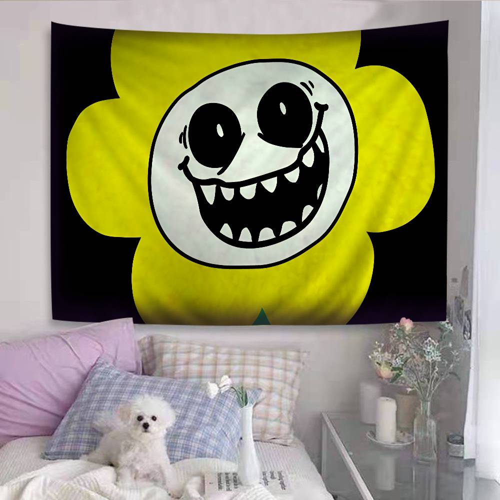 Undertale Красочный Гобелен Настенный Подвесной Хиппи Цветочный Настенный Ковер Декор для Комнаты в Общежитии Настенное Искусство Декор 74x94cm(29x37in)