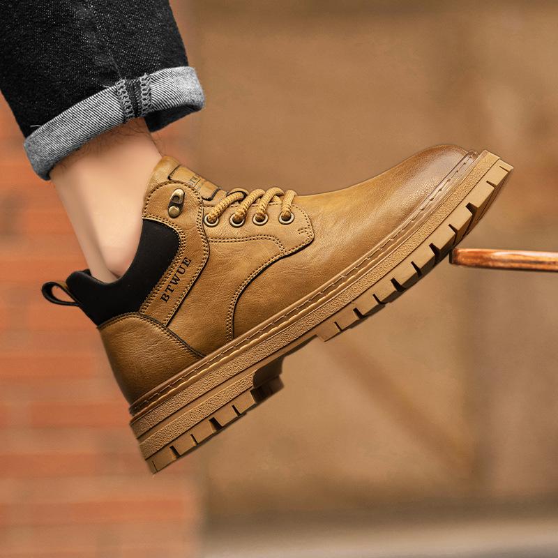 Martin Boots Men's Autumn and Winter Locomotive Low-top Leather Short Boots British Style Men's Medium-top Sports and Leisure Men's Shoes