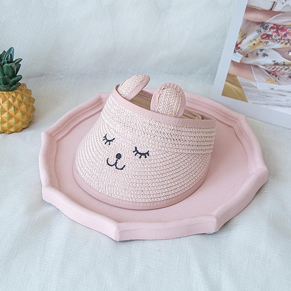 Süßer Sommer Kinder Katze Leere Oberseite Strohhut Sonnenschirm Lässiger Sonnenschutz Sonnencreme Strand Sonnenhut