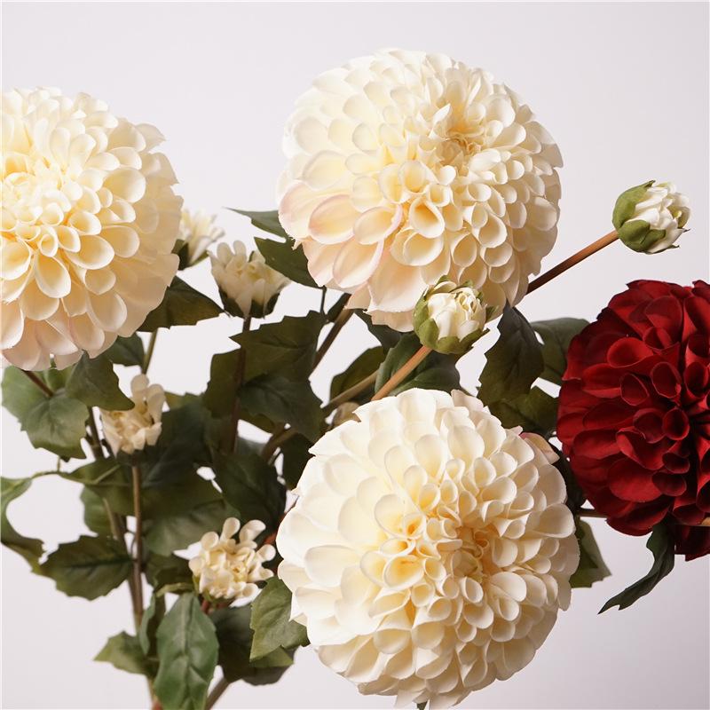 Autumn artificial flower coral dahlia lucky chrysanthemum wedding ornament home decoration silk flower