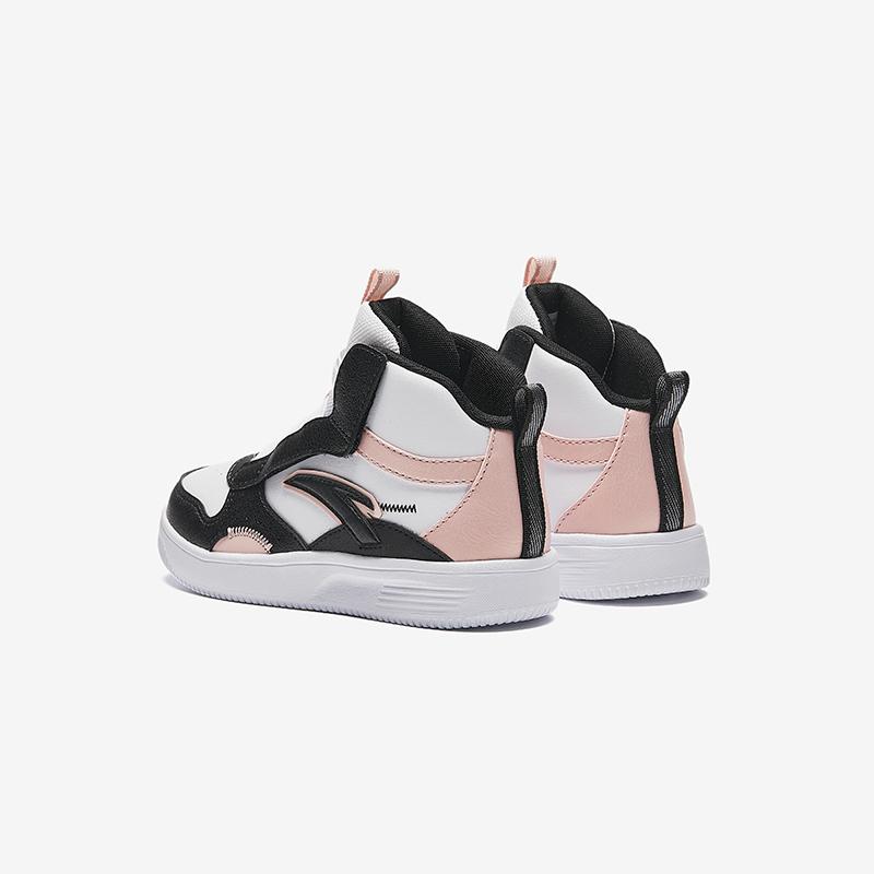 Anta Kids Comfortable Versatile Lightweight Shock Absorbing High Top Sneakers Kids Sneakers White Black Pink A22439908-3