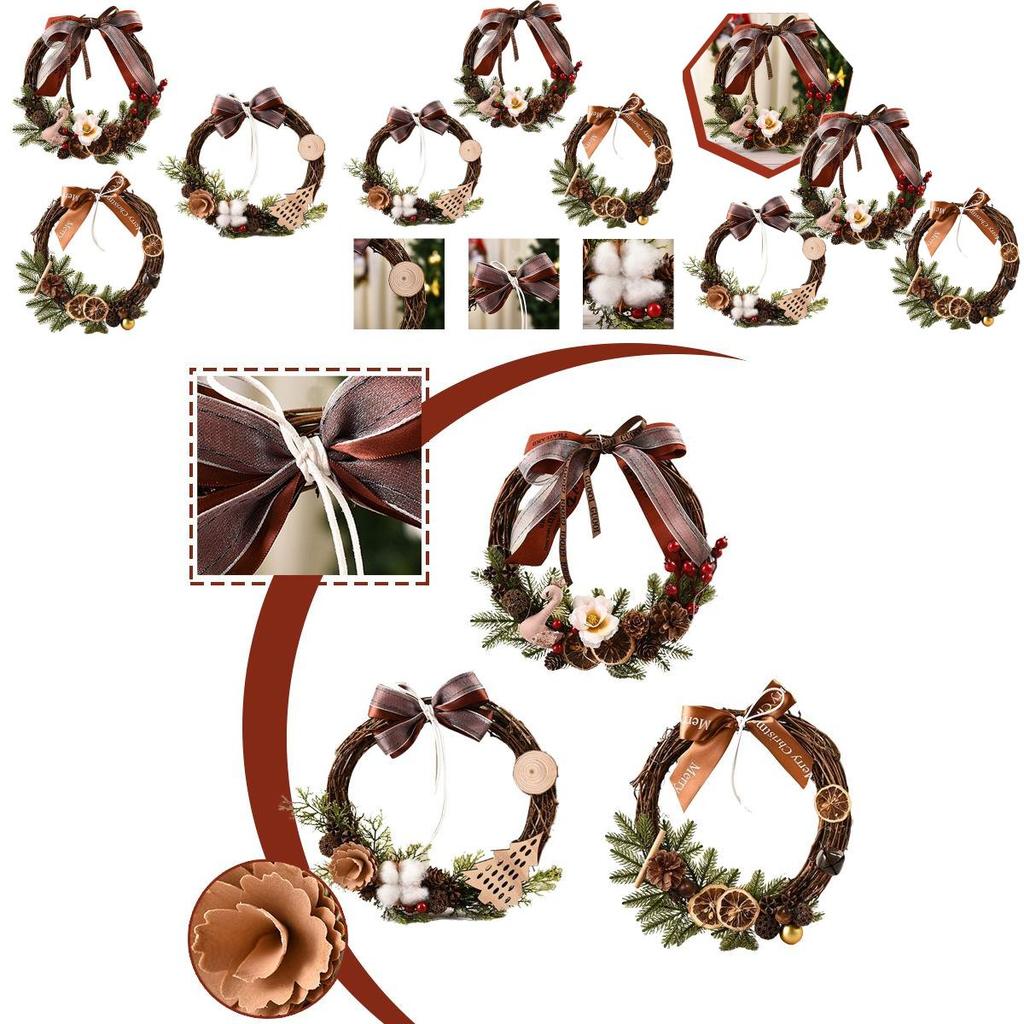 Stunning Christmas Rattan Wreath Garland For Front Door And Wall Decor With Pinecones