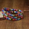 Stone Wrap Leather Bracelets Vintage 2 Strands Multilayer Woven for Women Men