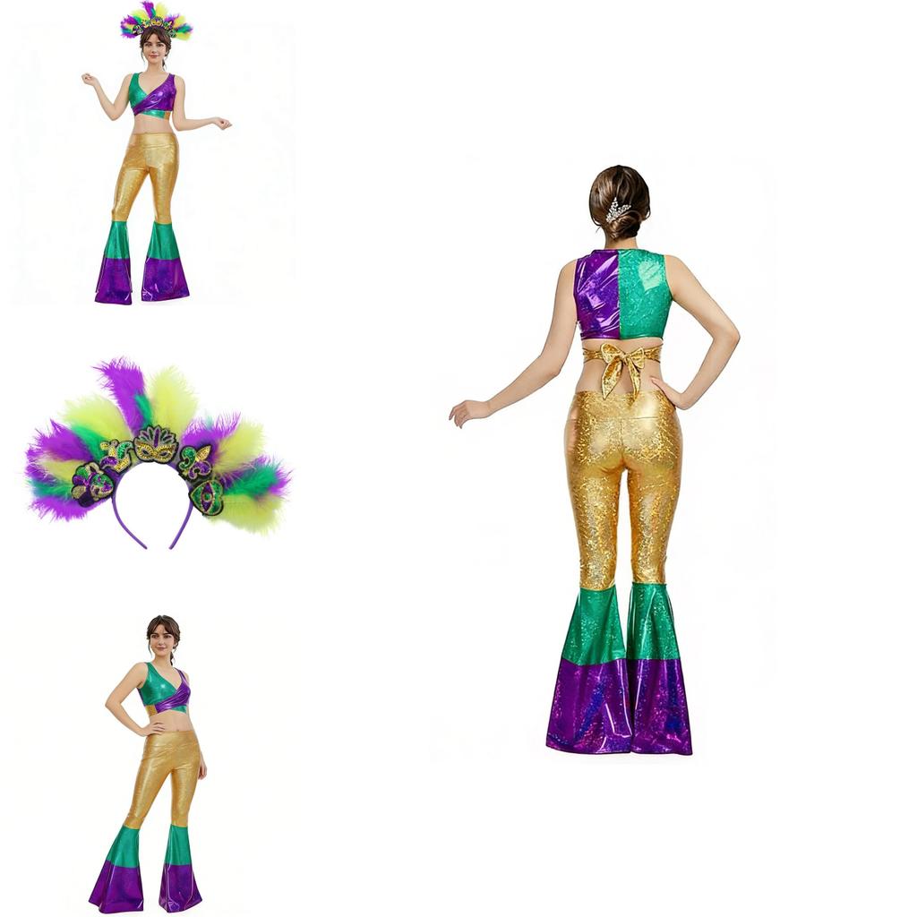 Fantasy Festival Costume Set For Women With Polyester Fabric Perfect For Halloween And Stage Performances