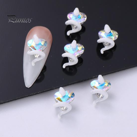 3 pçs diy decorações de unhas cobra em torno de 3d coração falso cristal encantos arte do prego strass caso do telefone decoração acessórios manicure suprimentos