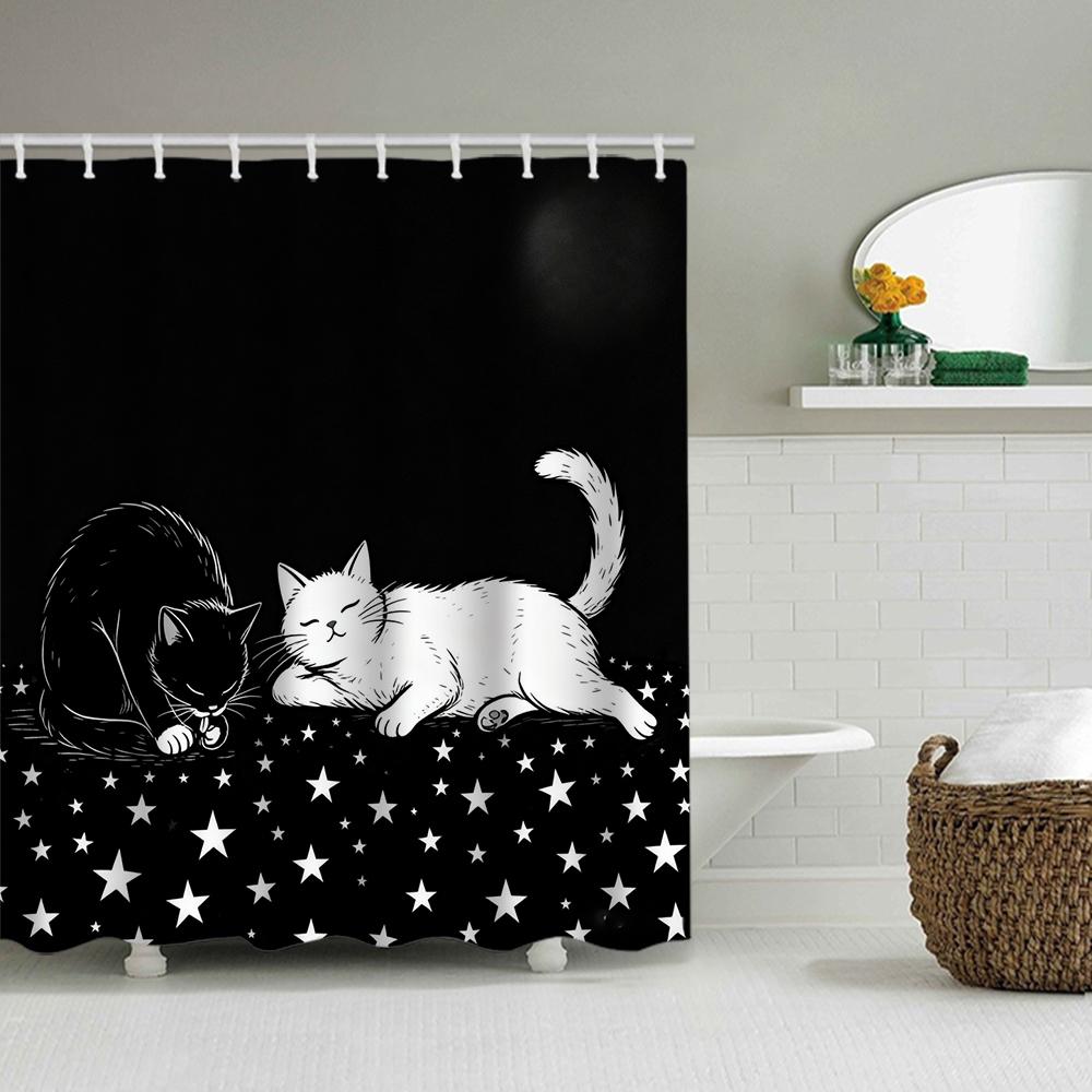 1/4 Duschvorhänge mit doppeltem Drachenkopf-Druck, Toilettensitzdekoration, Duschvorhang mit Teppich und Toilettendeckel, 70,8x70,8 Zoll