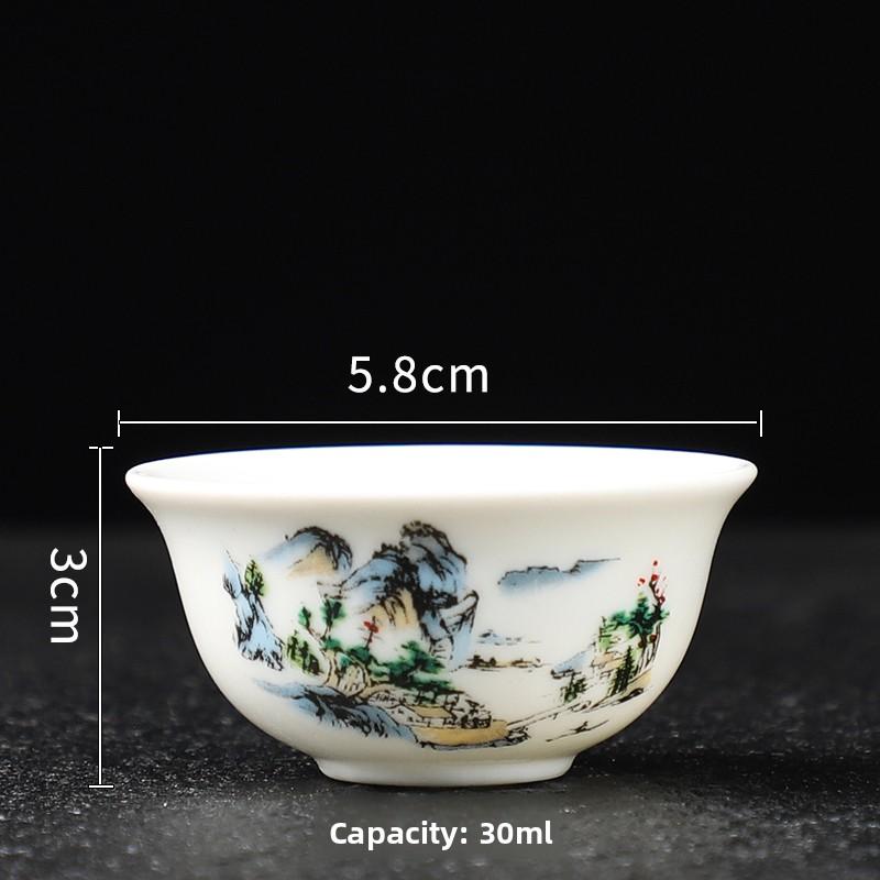 4pcs Ceramic Teacup Household Tea Cup Kungfu Tea Set Small Teacup Drinking Utensils Office White Porcelain Tea Cup