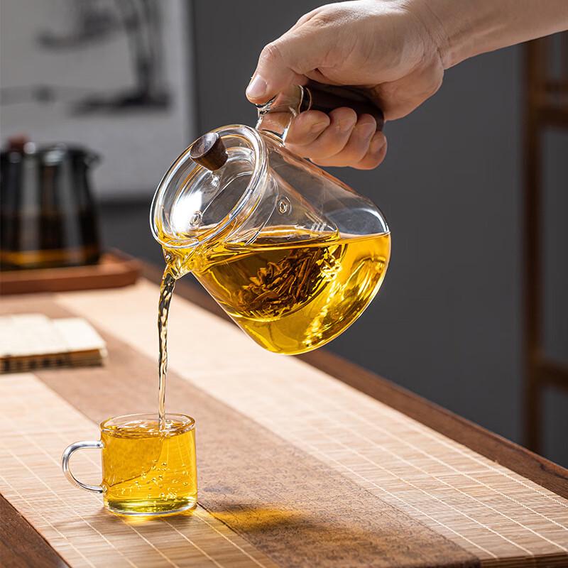 Thickened Glass Teapot with Wood Handle
