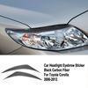 Bright Carbon Fiber Car Front Headlight Eyelid Sticker For Toyota Corolla 06-12
