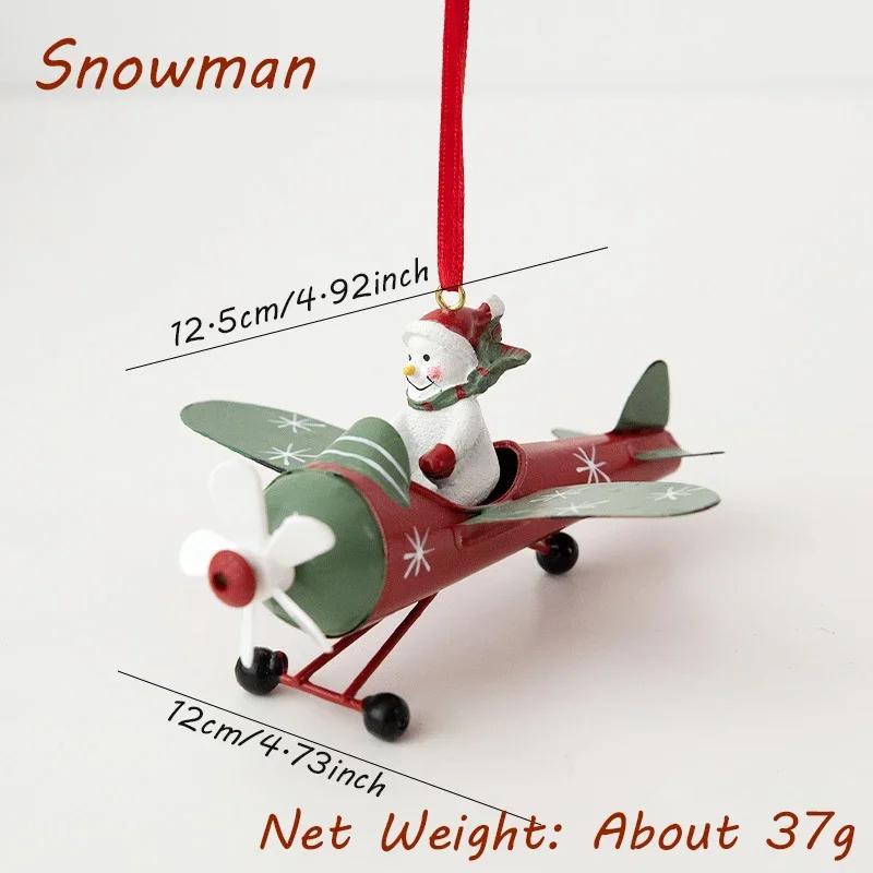 Retro Iron Christmas Pendant Antique Style Santa Claus Airplane Christmas Tree Hanging Decoration Ornaments Snowman Decorative