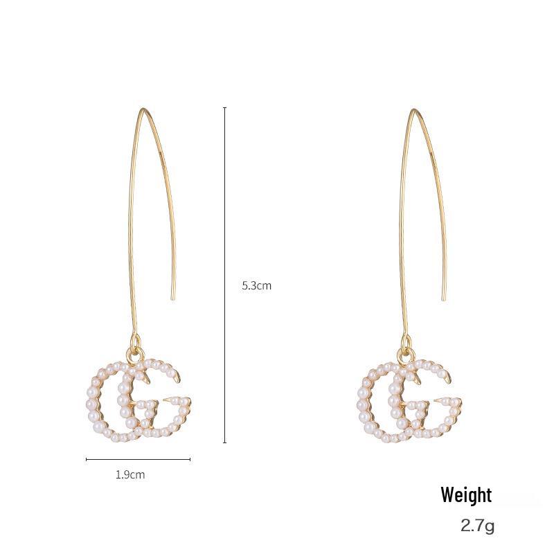 

Kenjie 2023 S925 Silver Needle Alloy Drip Oil Long Pearl Earrings with Glass Beads