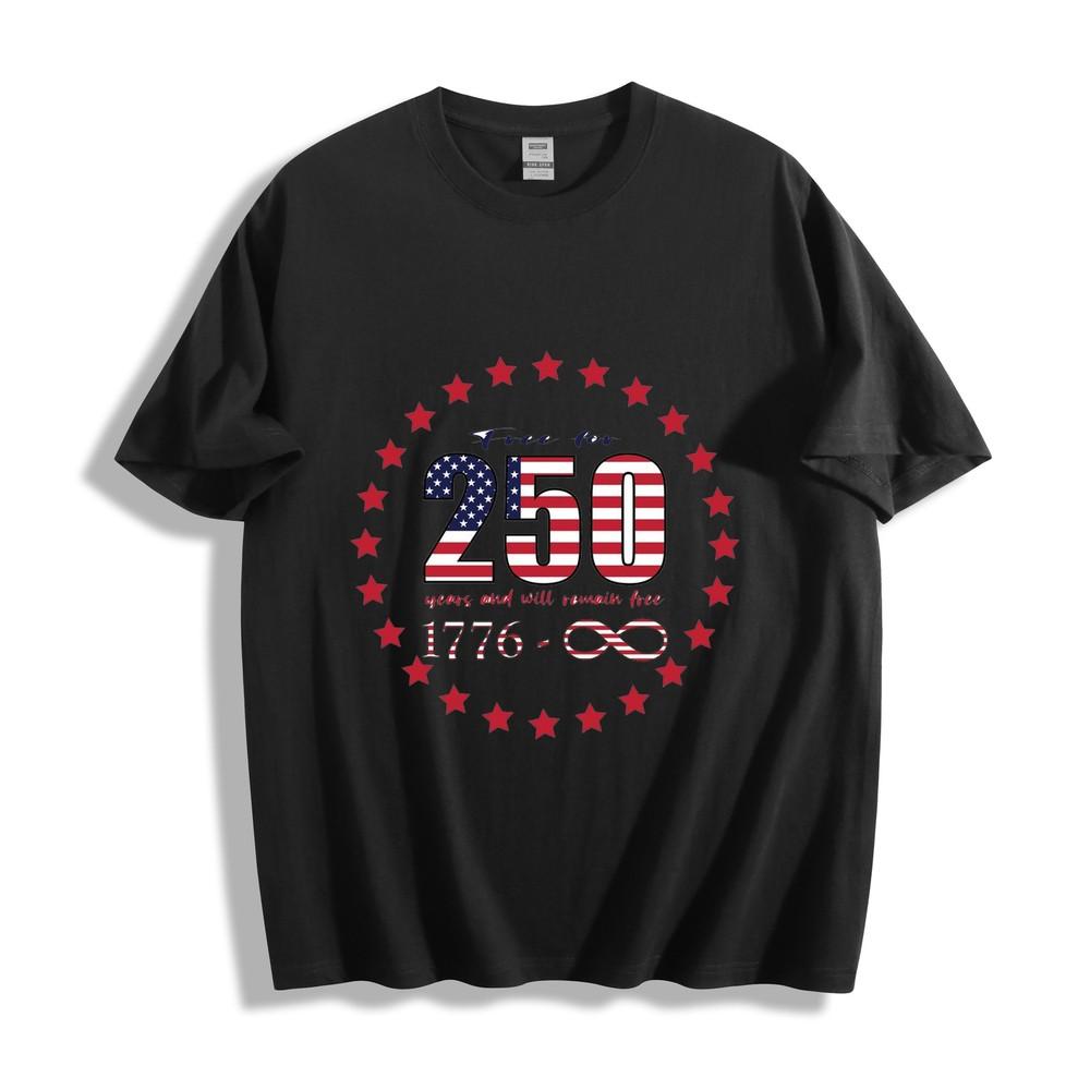 

250 Years USA Freedom Flag T - Shirt - Stars and Stripes Unisex Tee 4XL