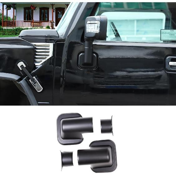 

PIUGILH Підходить для Hummer H2 2003-2002 ABS Накладка на дзеркало заднього виду бічна передніх дверей, Декоративна накладка на основу дзеркала заднього виду, Накладка-декорація на бічне дзеркало заднього виду матовий чорний колір