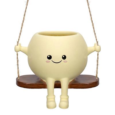 Rocking Chair/Swing Face Planter Pot Succulent Planter Cute Resin Head Planters Home Garden Supplies for Indoor Outdoor Plants
