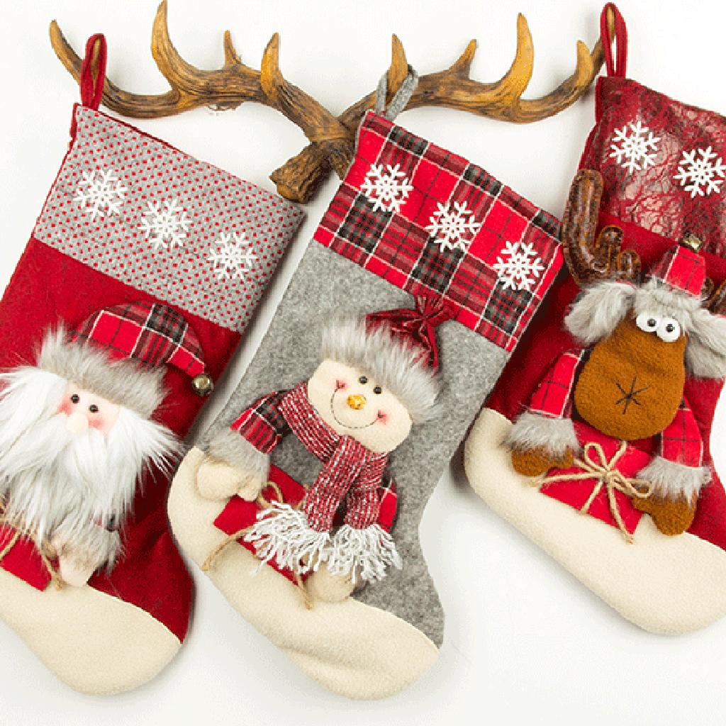 Christmas Stockings Gift and Treat Bags Christmas Hanging Socks for Decoration