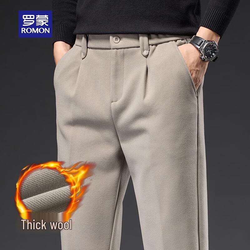 

ROMON Men s Autumn/Winter Wool Blend Casual Dress Pants 3XL