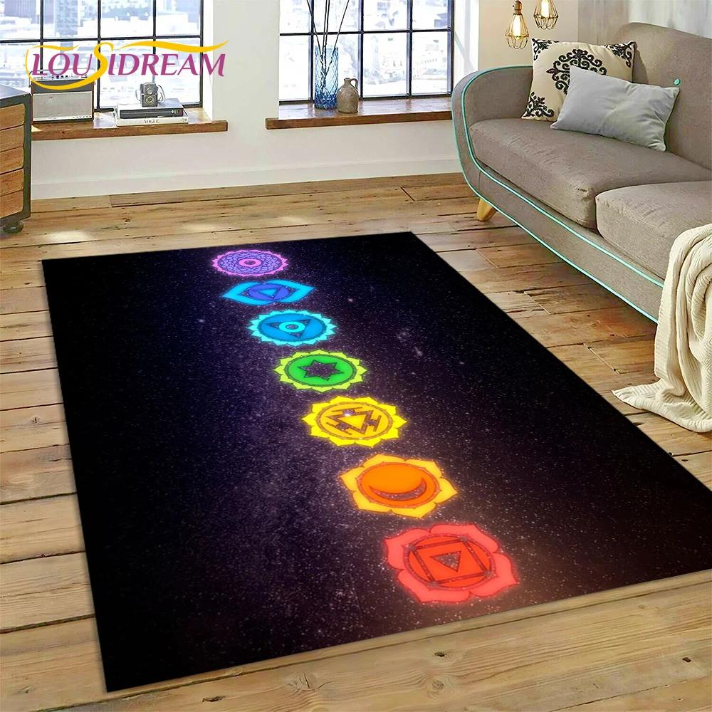 3D Yoga Zen Naturalize Meditation Rainbow 7 Chakra Area Rug,Carpet for Living Room Bedroom Sofa Doormat Decor,Non-slip Floor Mat