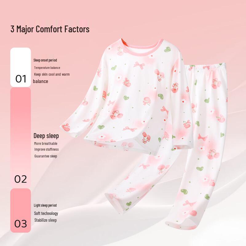 Girls' Pure Cotton Long-Sleeve Pajama Set