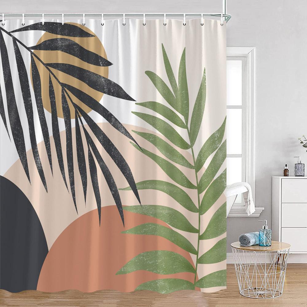 Abstract Geometrics Shower Curtains Mid-Century Nordic Minimalist Bathroom Decortaions Modern Polyester Bath Curtain With Hooks