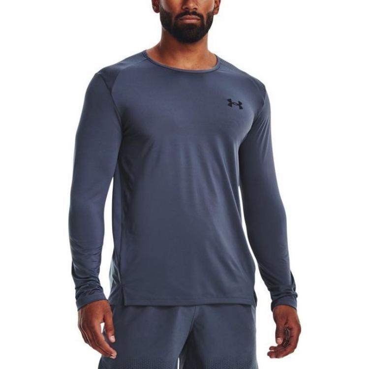 Under Armour T Shirts Men's Gray Blue Crew Neck Moderate Straight Fit Unisex 1376787-044