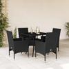 VidaXL Garden Dining Set and Cushions 5 Pcs Black Rattan Glass 3278602
