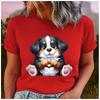 Cotton  Cute Bernese Mountain Dog Graphic T Shirt Women Lovely Fluffy Puppy Heart Paws Print Short Sleeve Tee Gift For Dog