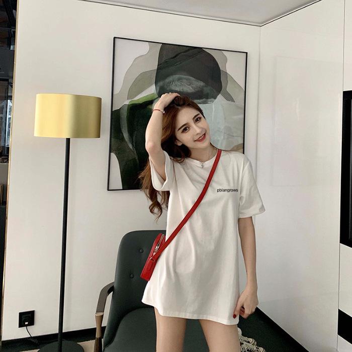 

Summer white short-sleeved t-shirt women s large-size t-shirt spring and autumn inner bottoming shirt women s loose cotton medium and long top S