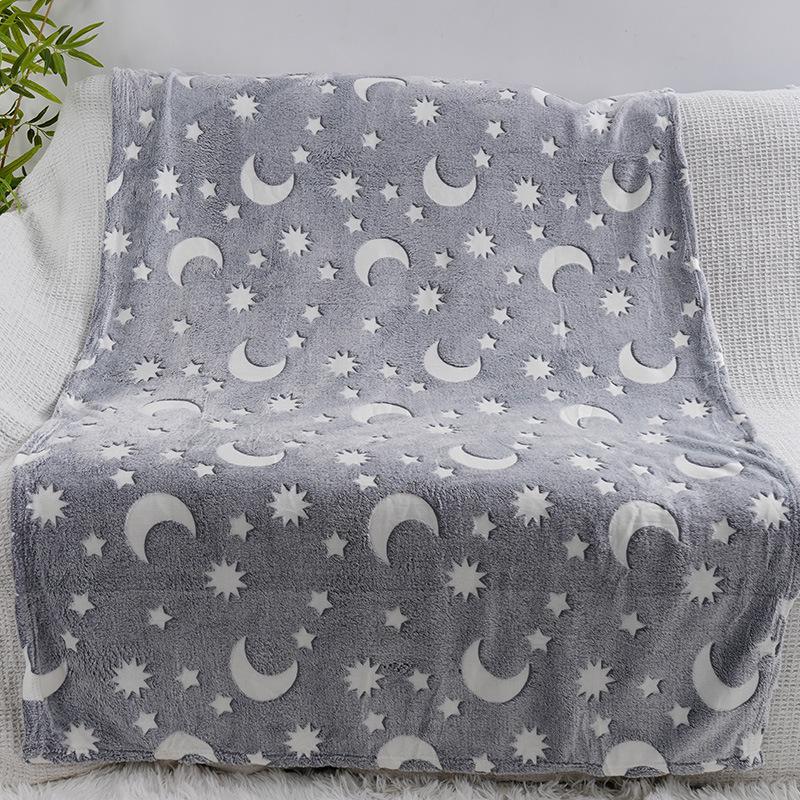 Luminous Children's Coral Fleece Flannel Blanket - Glow In the Dark Sofa or Nap Cover.