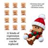 Shaking Feet Wooden Doll Xmas Ornaments, Tiny Wooden Shaking Man Doll Spring Legs & 12pcs Magnetic Expressions Funny Ornaments