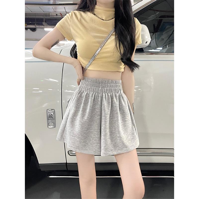 Spice Girls Pink Slacks for Girls Little Men with High Waists Sports Style Slim Straight Shorts