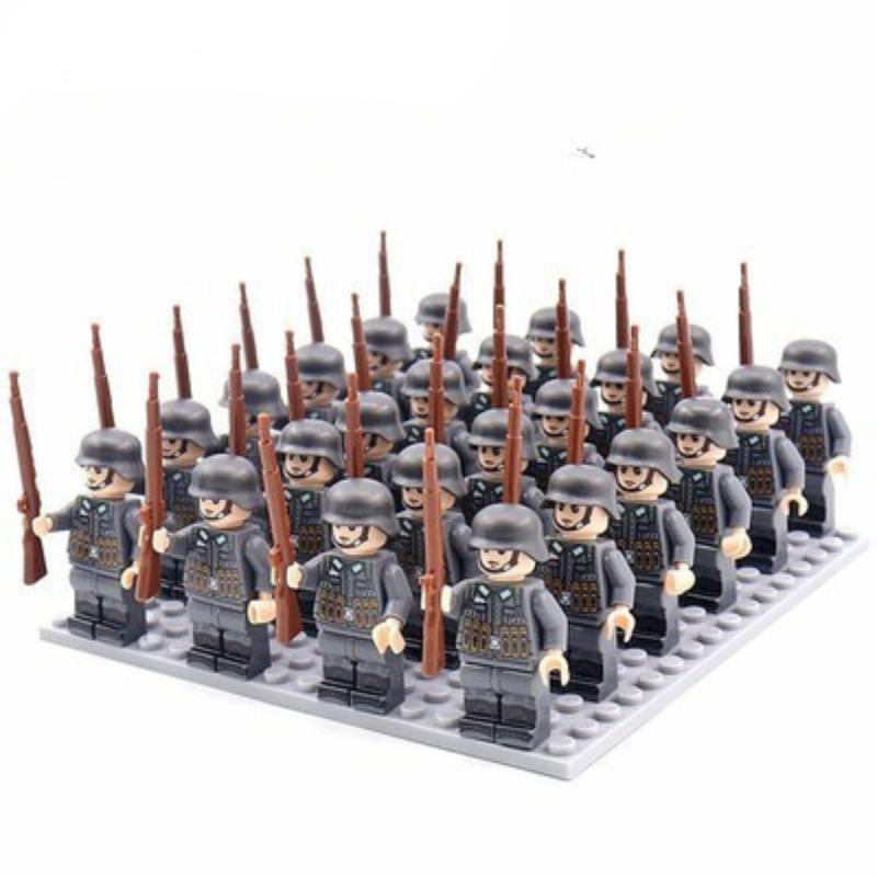 24 STÜCK/SET Zweiter Weltkrieg Militärsoldaten Gewehr Waffen Pistole Figuren Teile Bausteine Montage DIY Modellbau Bausätze Spielzeug