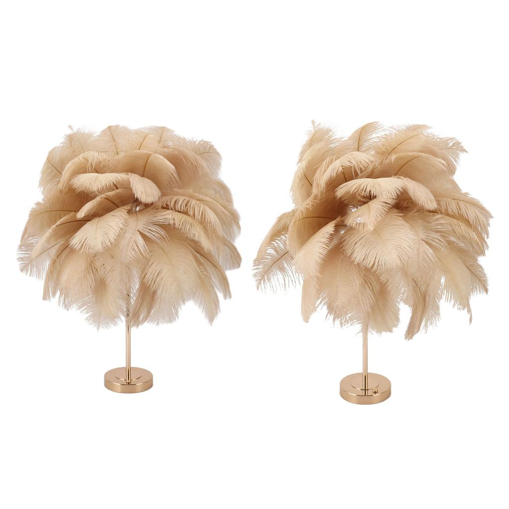 Feather Table Lamp 3 Color Dimmable Touch Switch USB Plug in Romantic Modern Decorative Bedside
