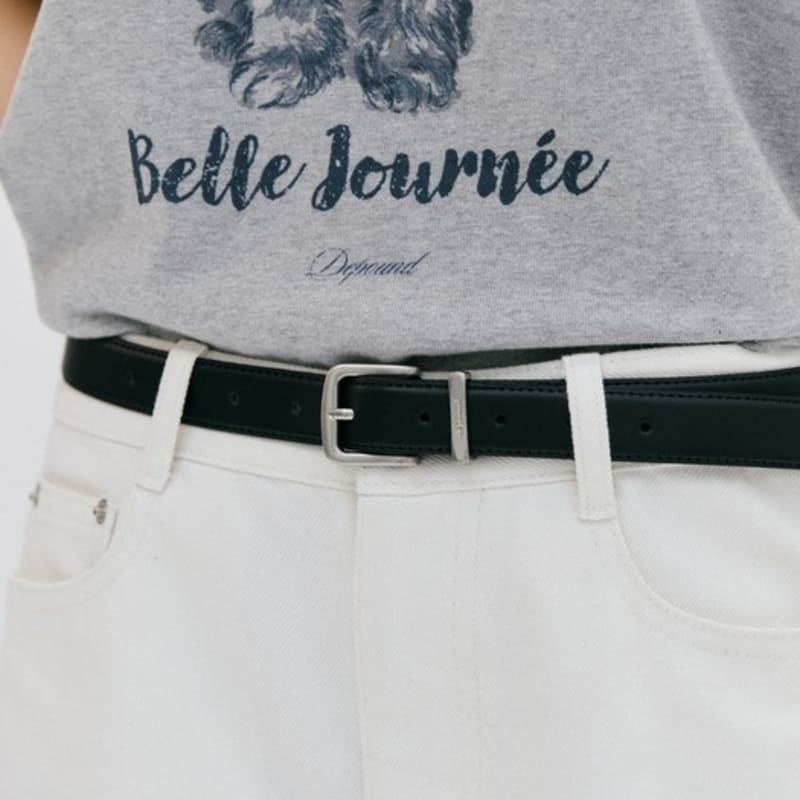 

Кожаный ремень с квадратной пряжкой DEPOUND (25мм) - черный black