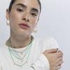 Collier Luxenter en argent 925 et cristal vert avec finition en or jaune 18k - Luna