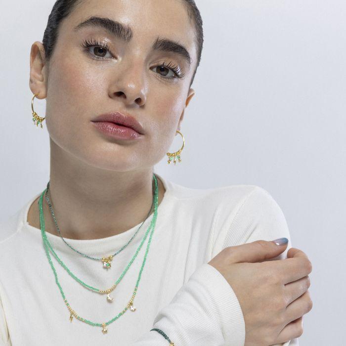 Collier Luxenter en argent 925 et cristal vert avec finition en or jaune 18k - Luna