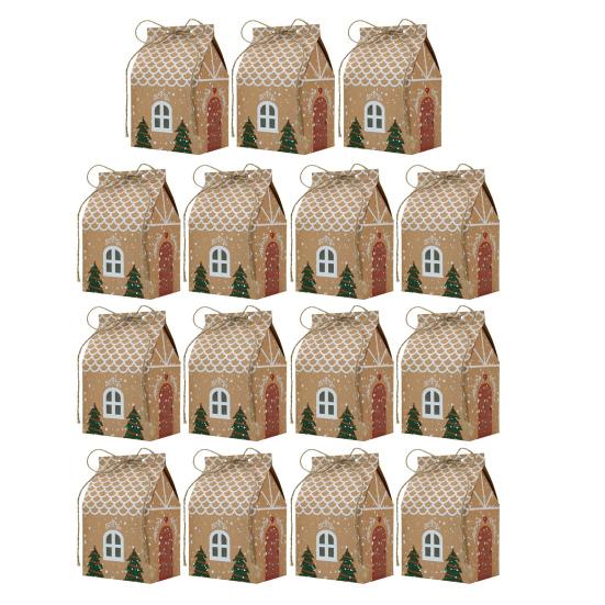 Christmas Gift Box with Handle Paper House Shape Packaging for Candies Cookies Jewelry Creative Holiday Present Wrapping