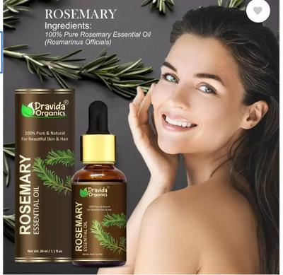 Packung mit 2 Dravida Organics Rosmarin Ätherisches Öl 100% Rein & Natürlich für Haarwachstum, Haut, Anti Schuppen  (30 ml X 2)