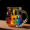 Guitar Art Mug 11oz Musical Coffee Cup 3D Guitar Shaped Glass Mug Painted Collection Gifts for Music Lovers