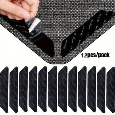12 Stück Spurloser Teppichhalter, Wiederverwendbare PC-Material Rutschfeste Klebepads, Geeignet für Wohnzimmer, Schlafzimmer und Innenbereich