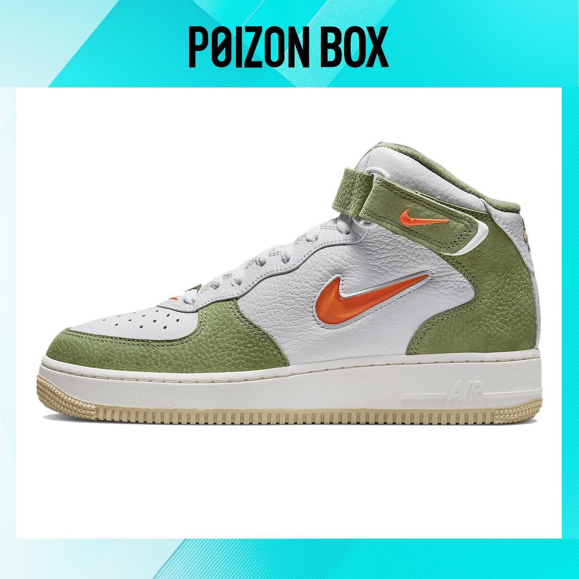 

кроссовки Nike Air Force 1 Mid-Top Sneakers White/Green/Orange DQ3505-100