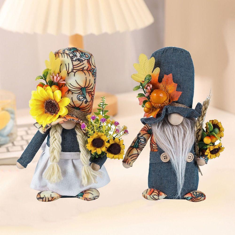 Standing Sunflower Gnome Doll Fall Gnome Maple Leaf Faceless Doll  Fall Gnome Butterfly Gnome