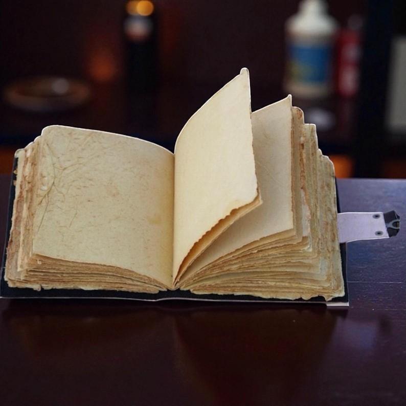 Handmade Leather Journal with Vintage Crow Art | 5x7 Inch Deckle Edge Paper Notebook | Gothic Raven Design | Gift for Writers & Artists