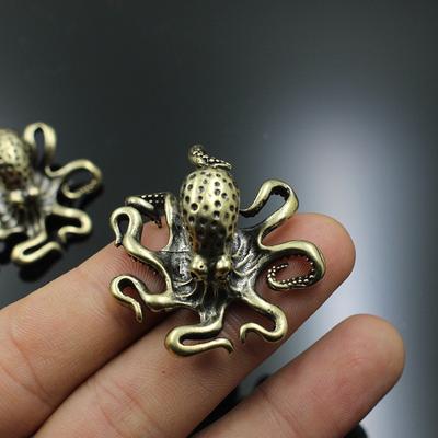 Mässing bläckfisk Heminredning Antik Koppar Djurfigurer Miniatyrer Skrivbordsprydnad Tillbehör Kreativt Bord Te Husdjur Hantverk