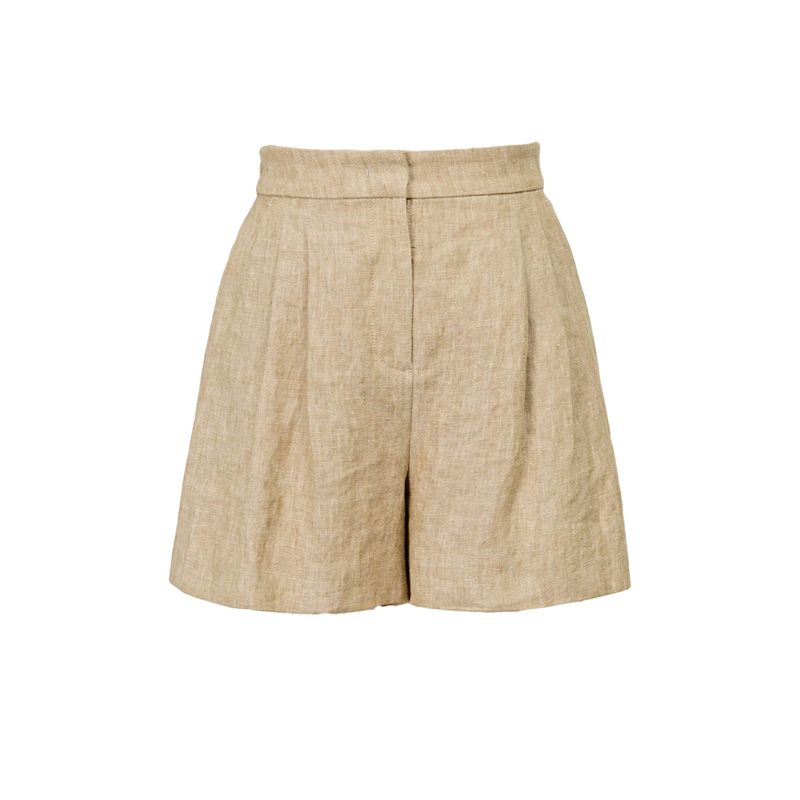 

Blacknini (Two Colors) Old Money Set European Import Wet Woven Linen Hemp Arabesquitic Fabric Classic Style Vest/Shorts Shorts-Brown (51 hemp/49 flax)(In stock) S