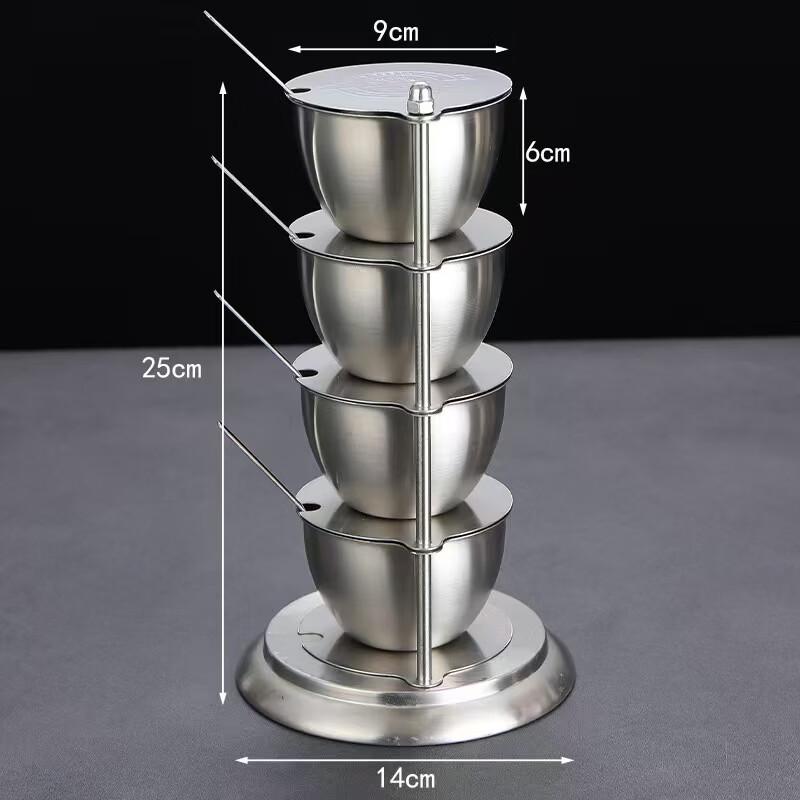 Creative Rotating 304 Stainless Steel Seasoning Jar Set